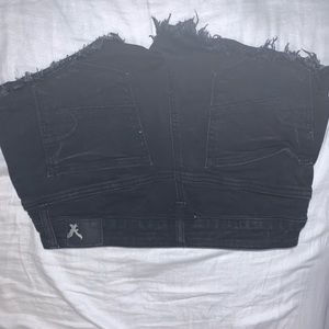 Black low rise fringed shorts American eagle